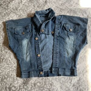 Y2K Cropped Denim Collared Vest